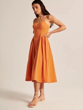 Abercrombie Dropped Waist Corset Midi Dress
